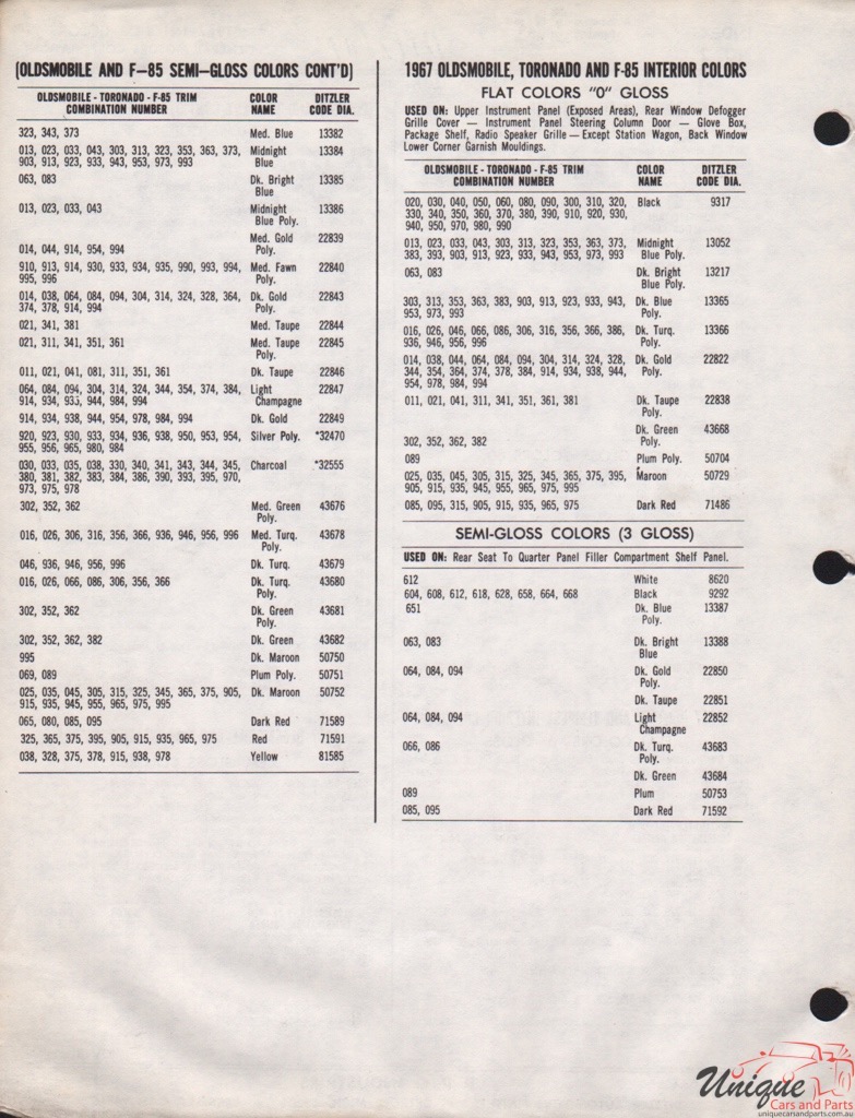 1967 General Motors Paint Charts PPG 4